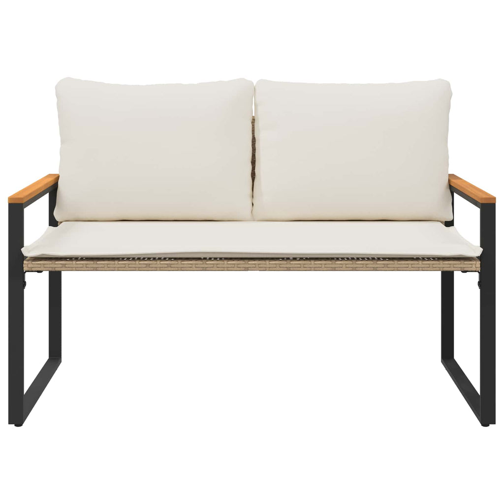 vidaXL ławka z poduszką Beżowy i kremowy 115 x 65 x 72 cm rattan