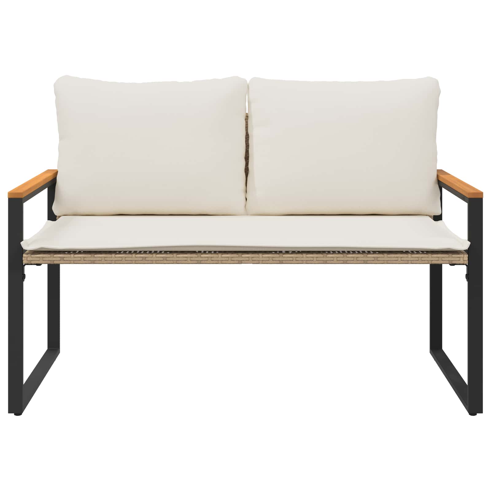 vidaXL ławka z poduszką Beżowy i kremowy 115 x 65 x 72 cm rattan