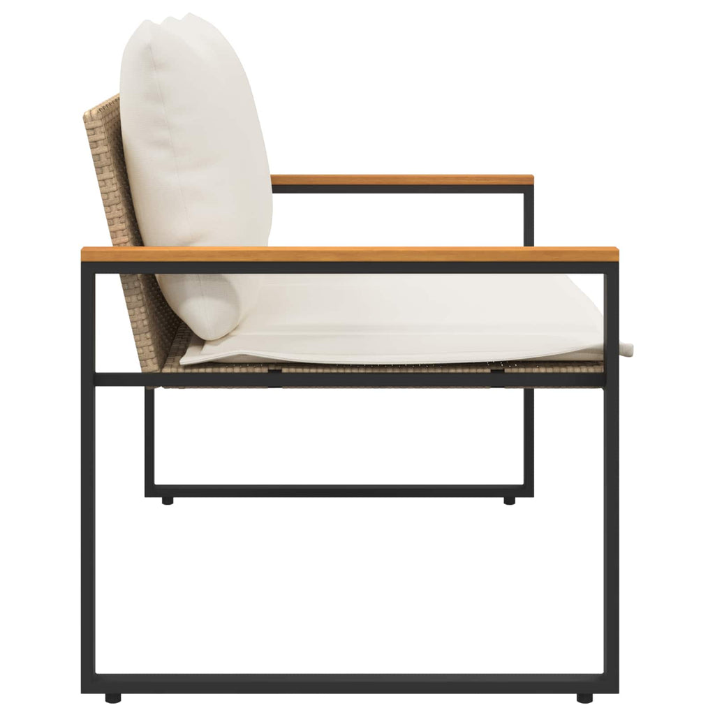 vidaXL ławka z poduszką Beżowy i kremowy 115 x 65 x 72 cm rattan