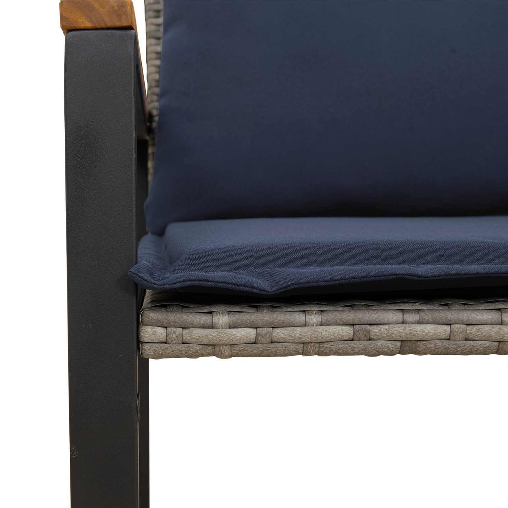 vidaXL ławka z poduszką Szary i granatowy 115 x 65 x 72 cm rattan