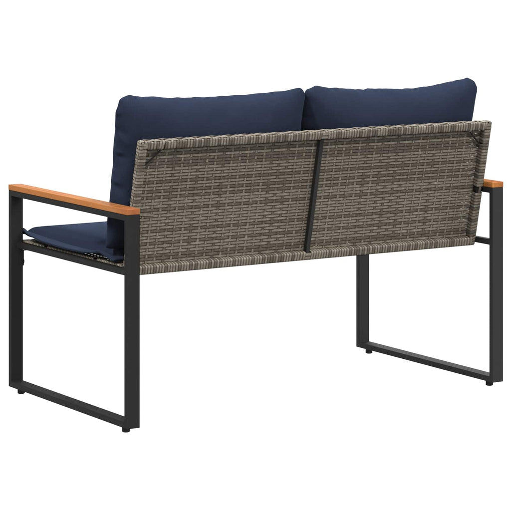 vidaXL ławka z poduszką Szary i granatowy 115 x 65 x 72 cm rattan