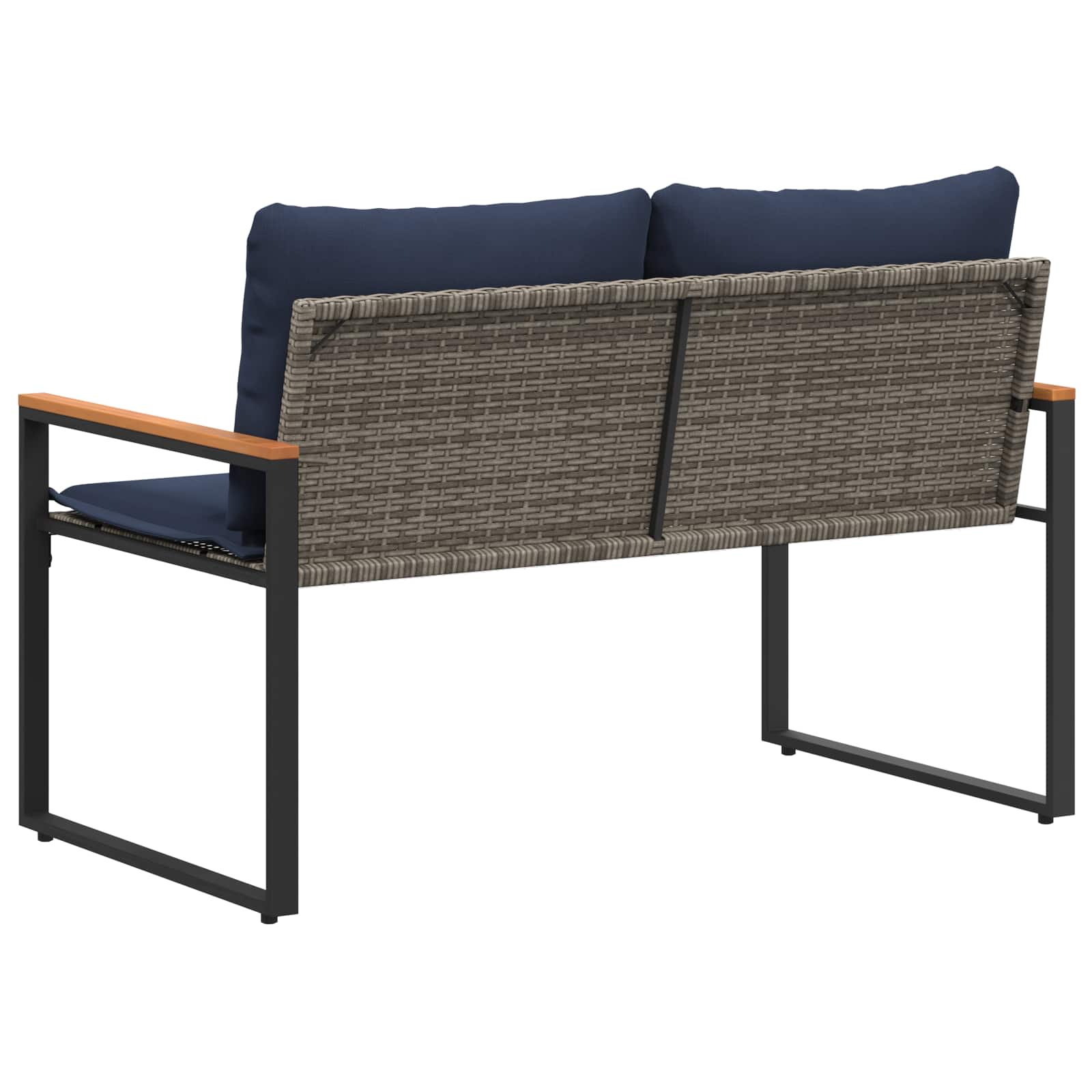 vidaXL ławka z poduszką Szary i granatowy 115 x 65 x 72 cm rattan
