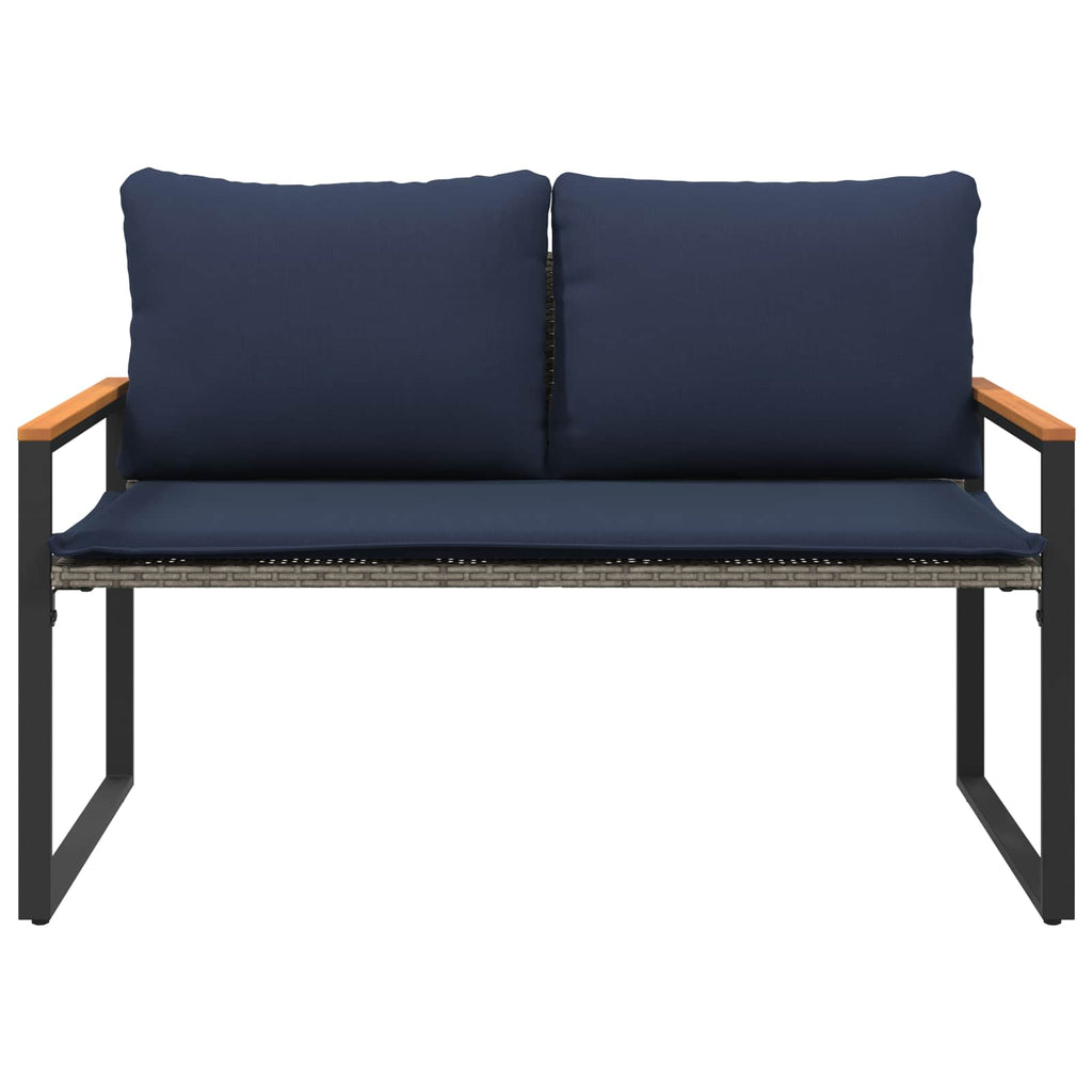 vidaXL ławka z poduszką Szary i granatowy 115 x 65 x 72 cm rattan