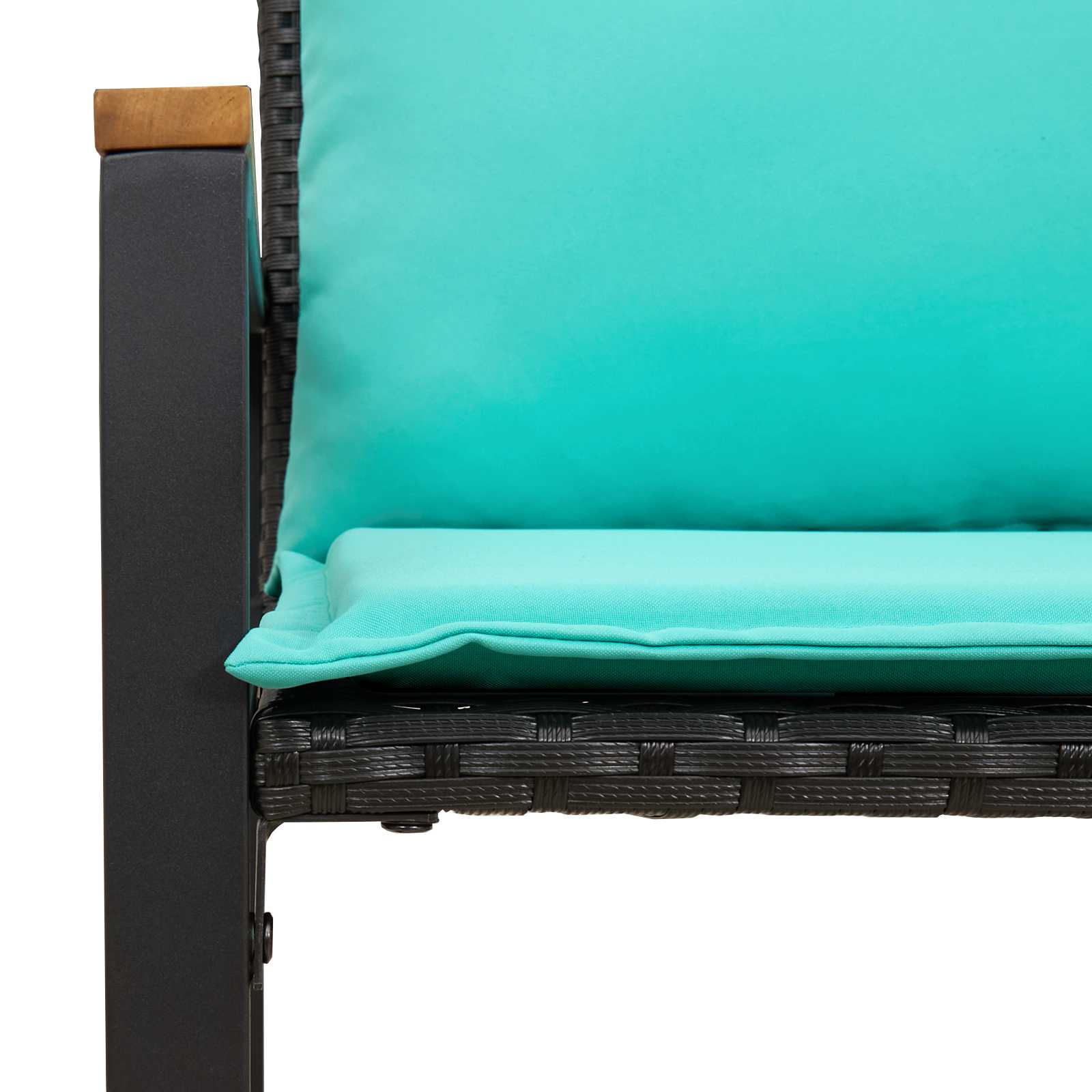 vidaXL ławka z poduszką Czarny i Turkusowy 115 x 65 x 72 cm rattan