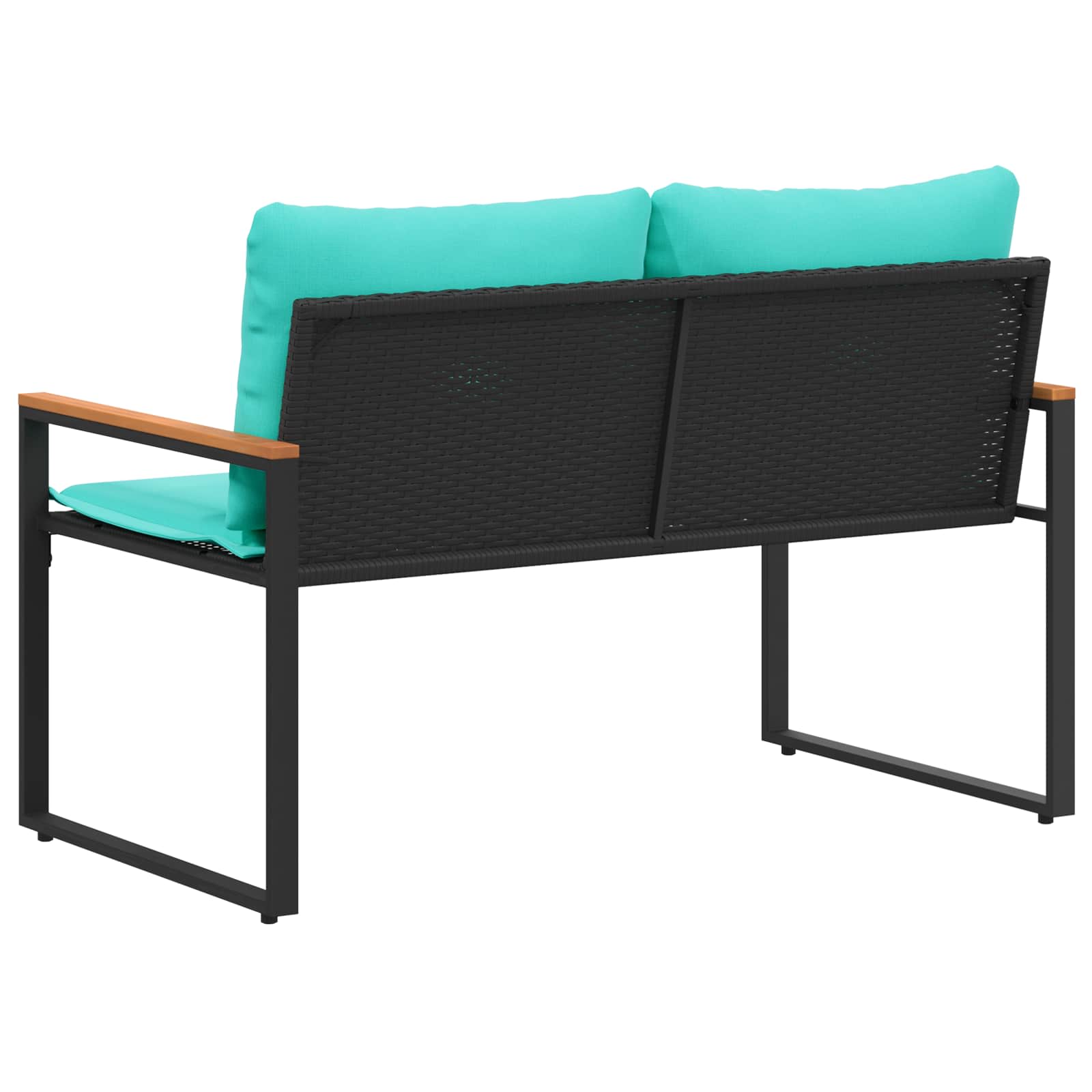 vidaXL ławka z poduszką Czarny i Turkusowy 115 x 65 x 72 cm rattan