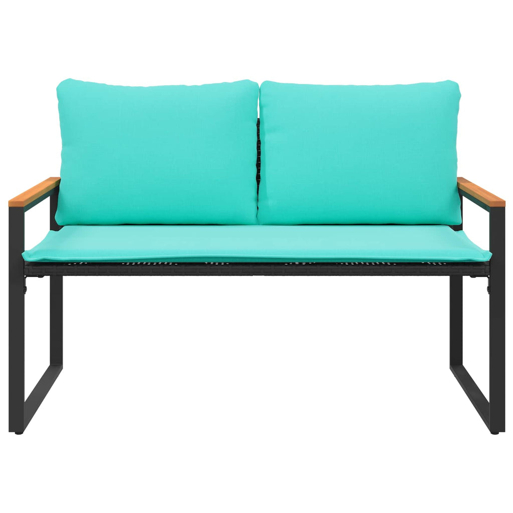 vidaXL ławka z poduszką Czarny i Turkusowy 115 x 65 x 72 cm rattan