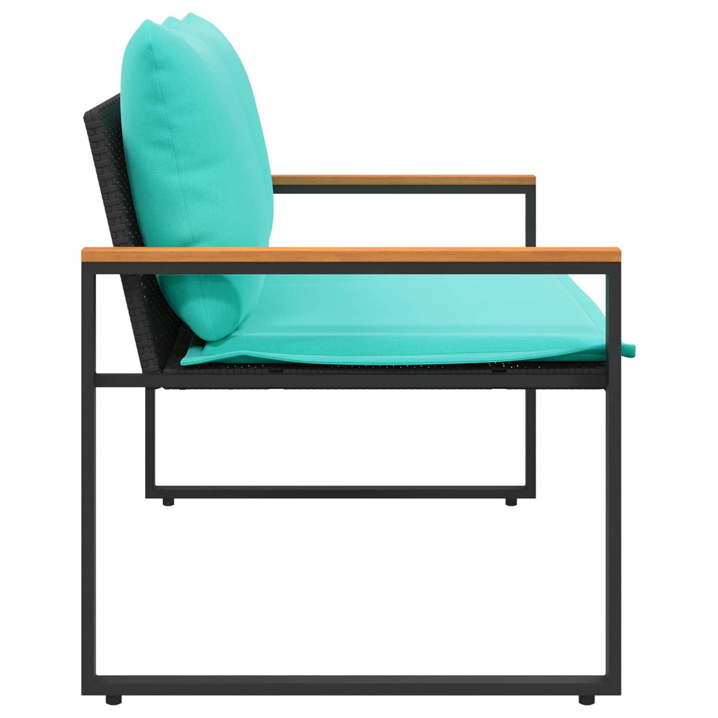vidaXL ławka z poduszką Czarny i Turkusowy 115 x 65 x 72 cm rattan