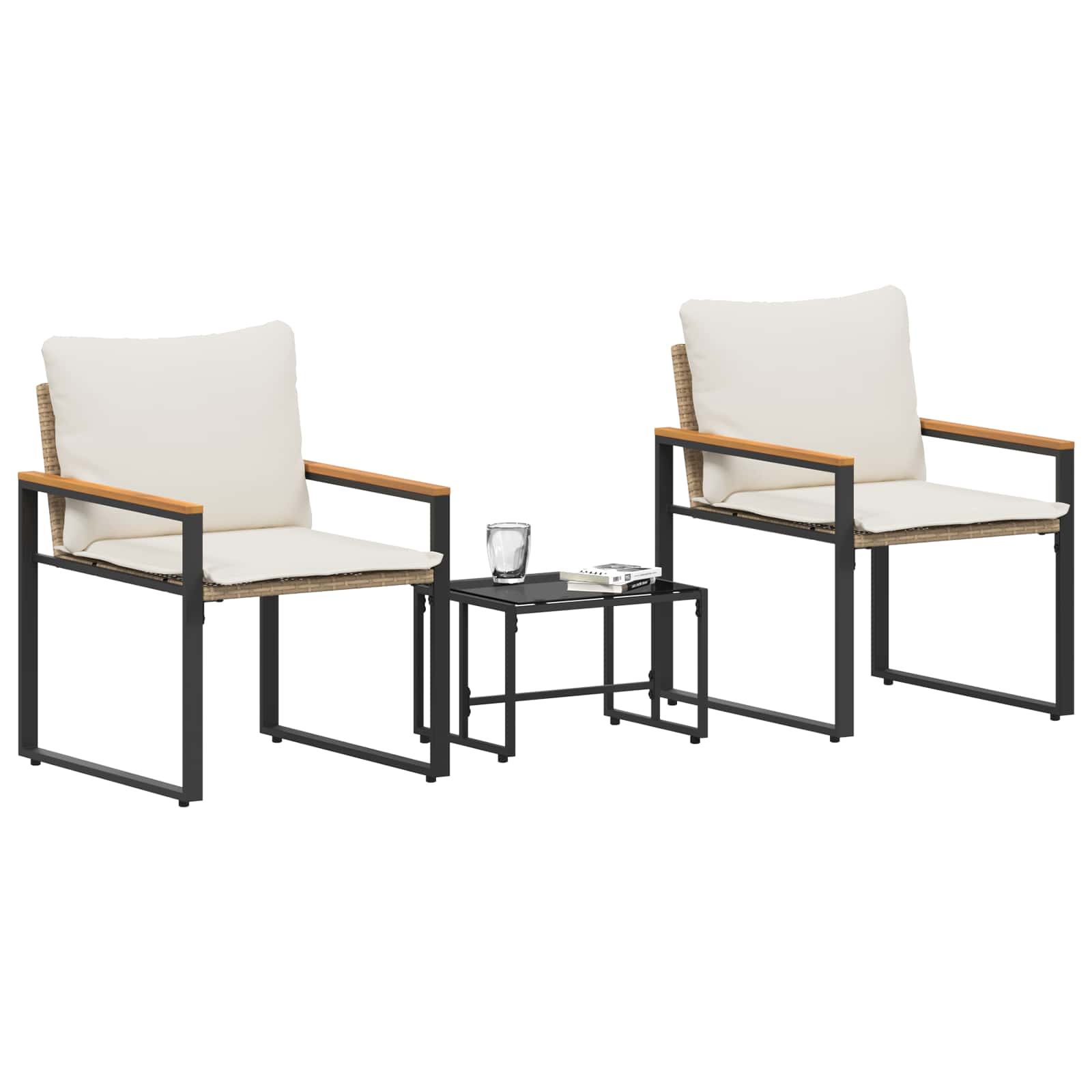 vidaXL Zestawy mebli z poduszką 3 pcs Beżowy i kremowy rattan
