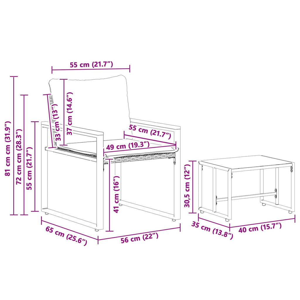 vidaXL Zestawy mebli z poduszką 3 pcs Beżowy i kremowy rattan