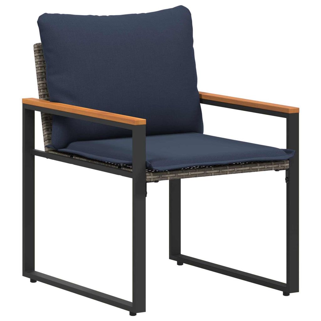 vidaXL Zestawy mebli z poduszką 3 pcs Szary i granatowy rattan