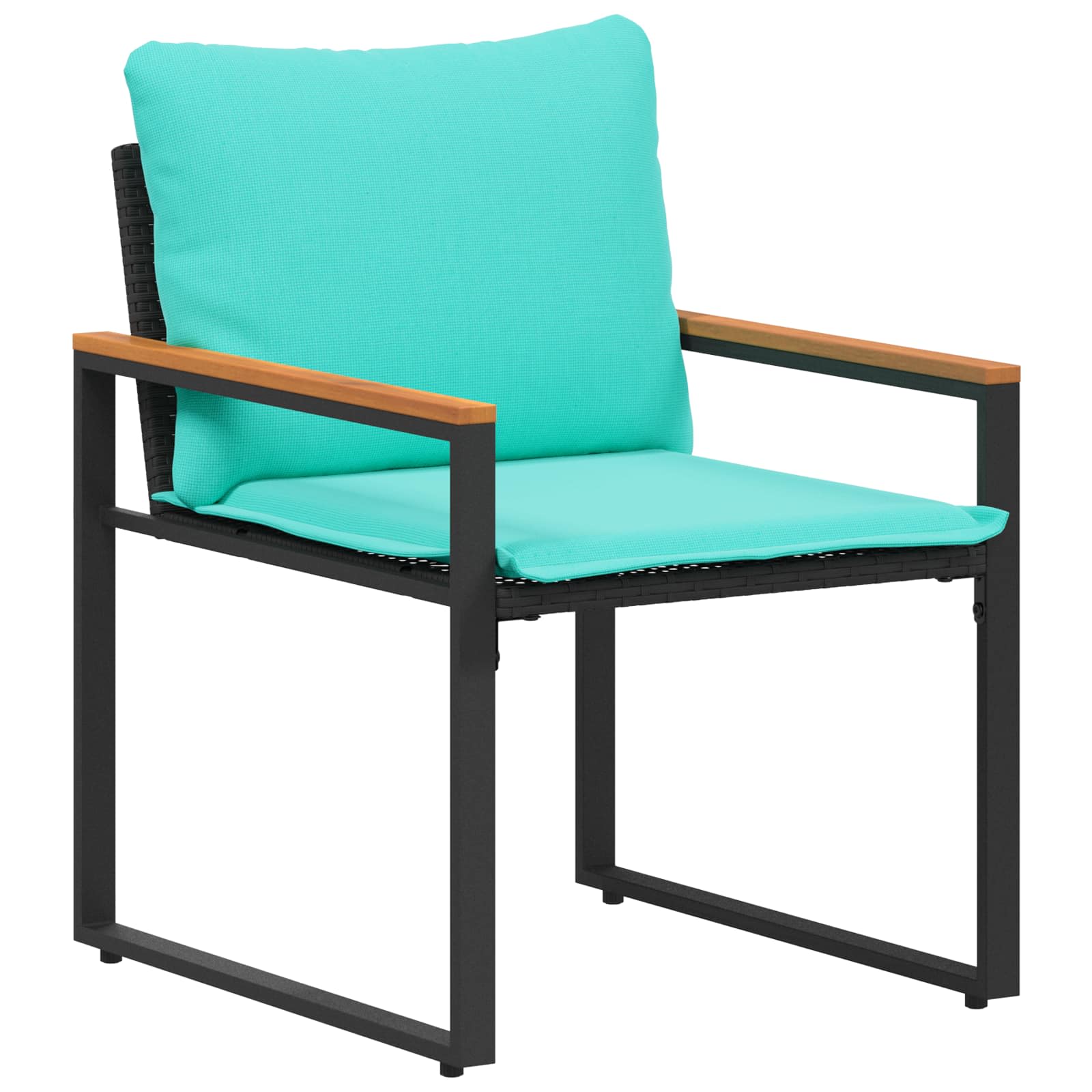 vidaXL Zestawy mebli z poduszką 3 pcs Czarny i Turkusowy rattan