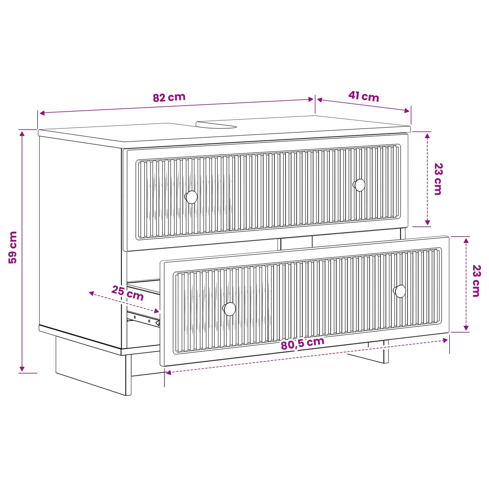 vidaXL Szafka pod umywalkę EDE Betonowy szary 82 x 41 x 59 cm