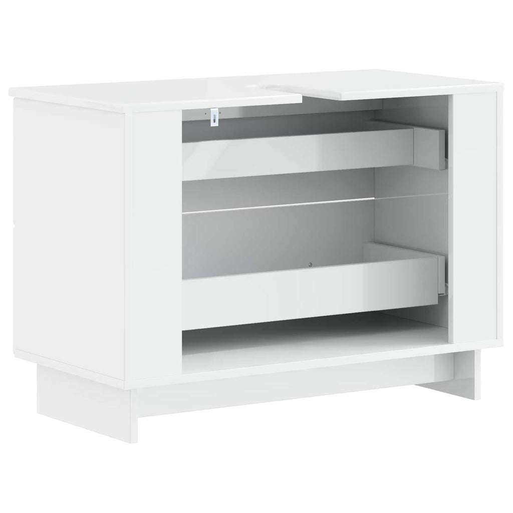 vidaXL Szafka pod umywalkę EDE Biały wysoki połysk 82 x 41 x 59 cm