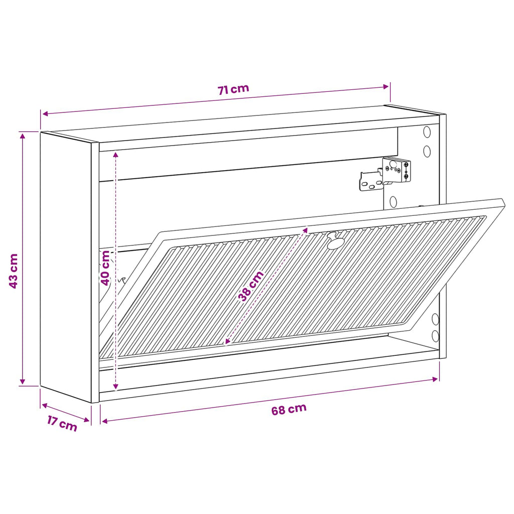 vidaXL Wisząca szafka na buty EDE 71 x 17 x 43 cm Drewno inżynieryjne
