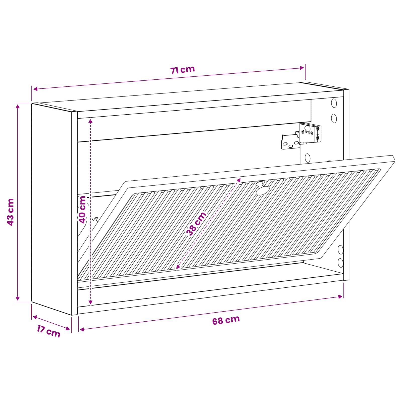 vidaXL Wisząca szafka na buty EDE 71 x 17 x 43 cm Drewno inżynieryjne