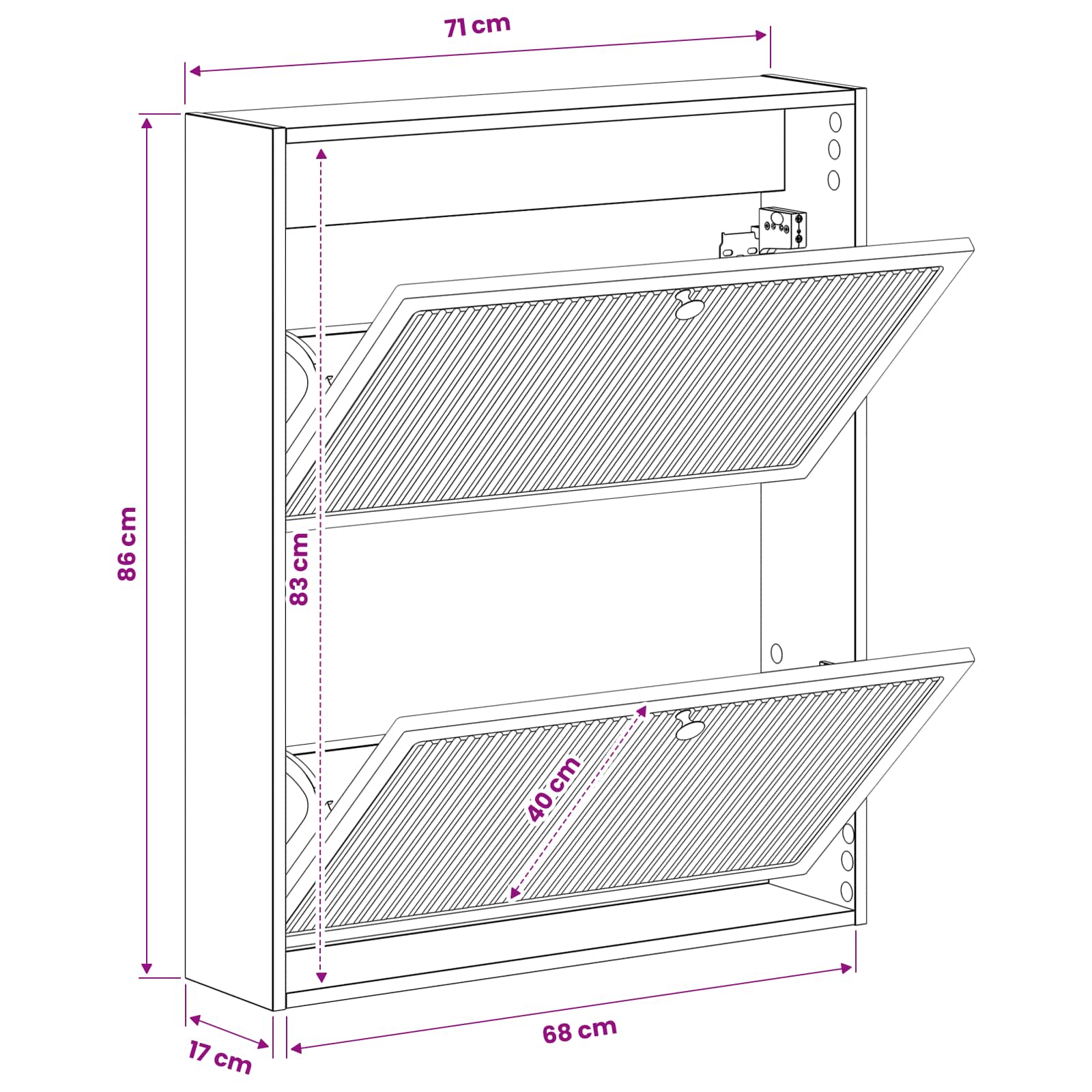 vidaXL Wisząca szafka na buty EDE 71 x 17 x 86 cm Drewno inżynieryjne