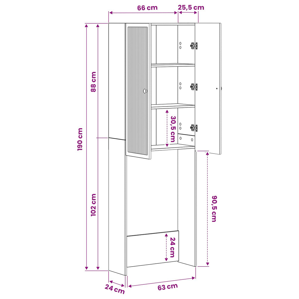 vidaXL Szafka toaletowa EDE Dąb wędzony 66 x 25,5 x 190 cm