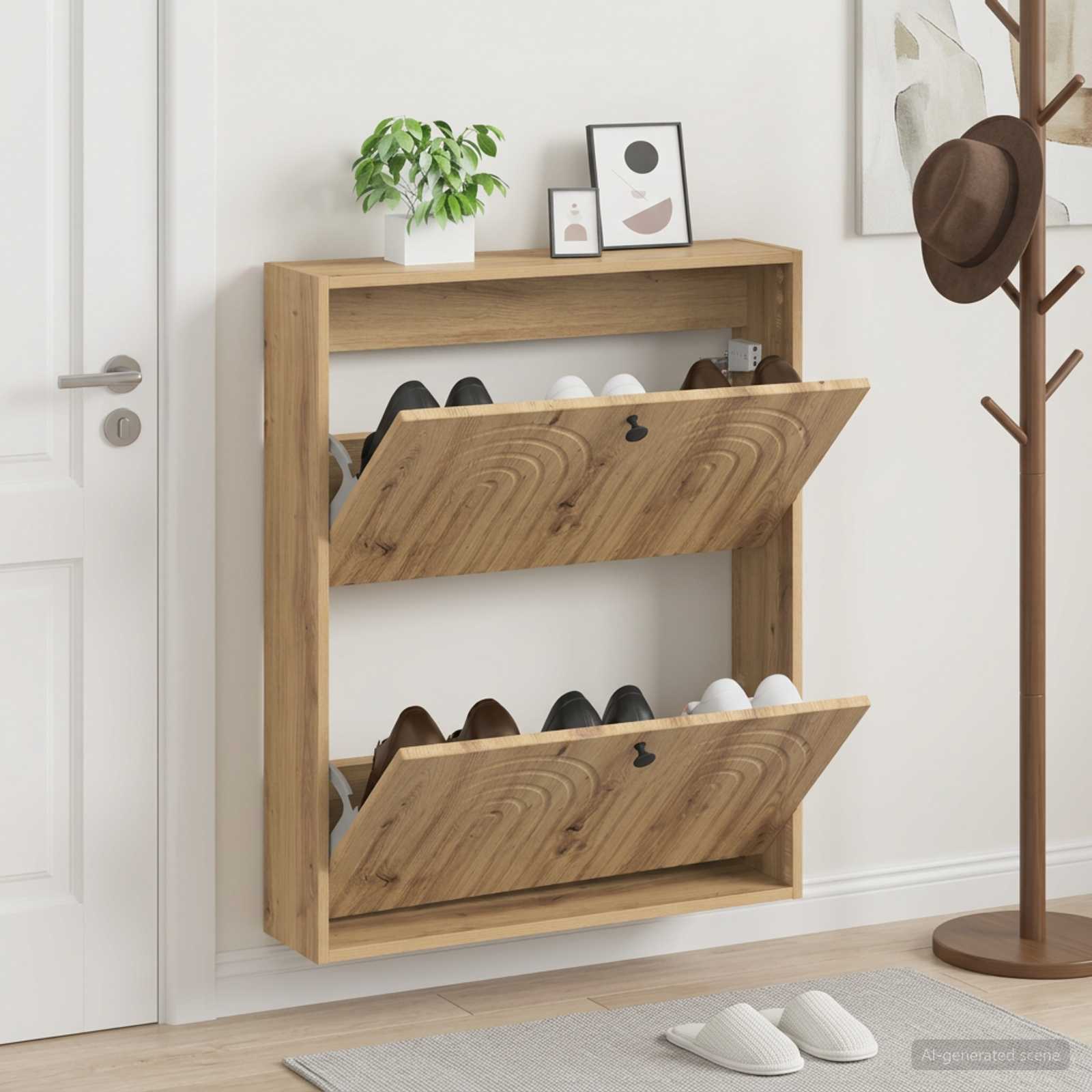 vidaXL Wisząca szafka na buty ALKMAAR 71 x 17 x 86 cm Dąb artisan