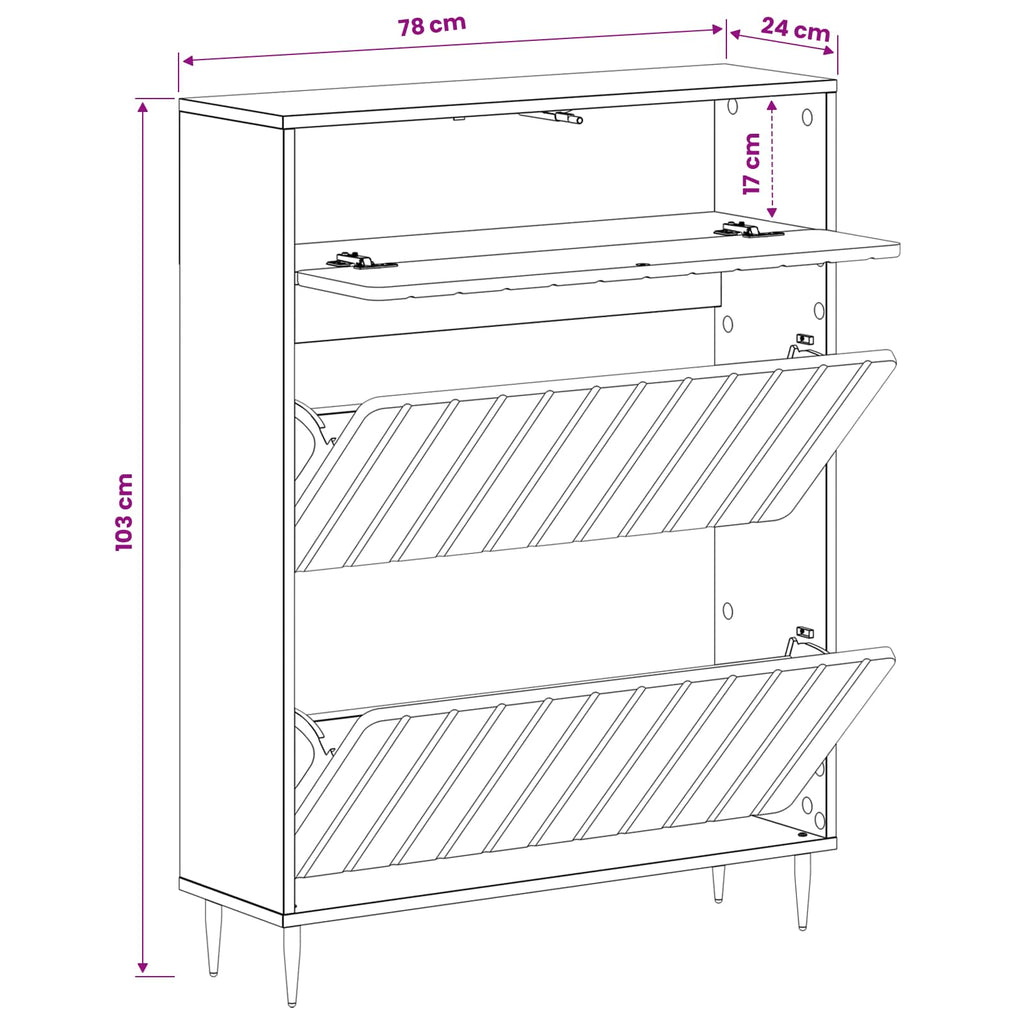 vidaXL Szafka na buty ZWOLLE 78 x 24 x 103 cm Drewno inżynieryjne