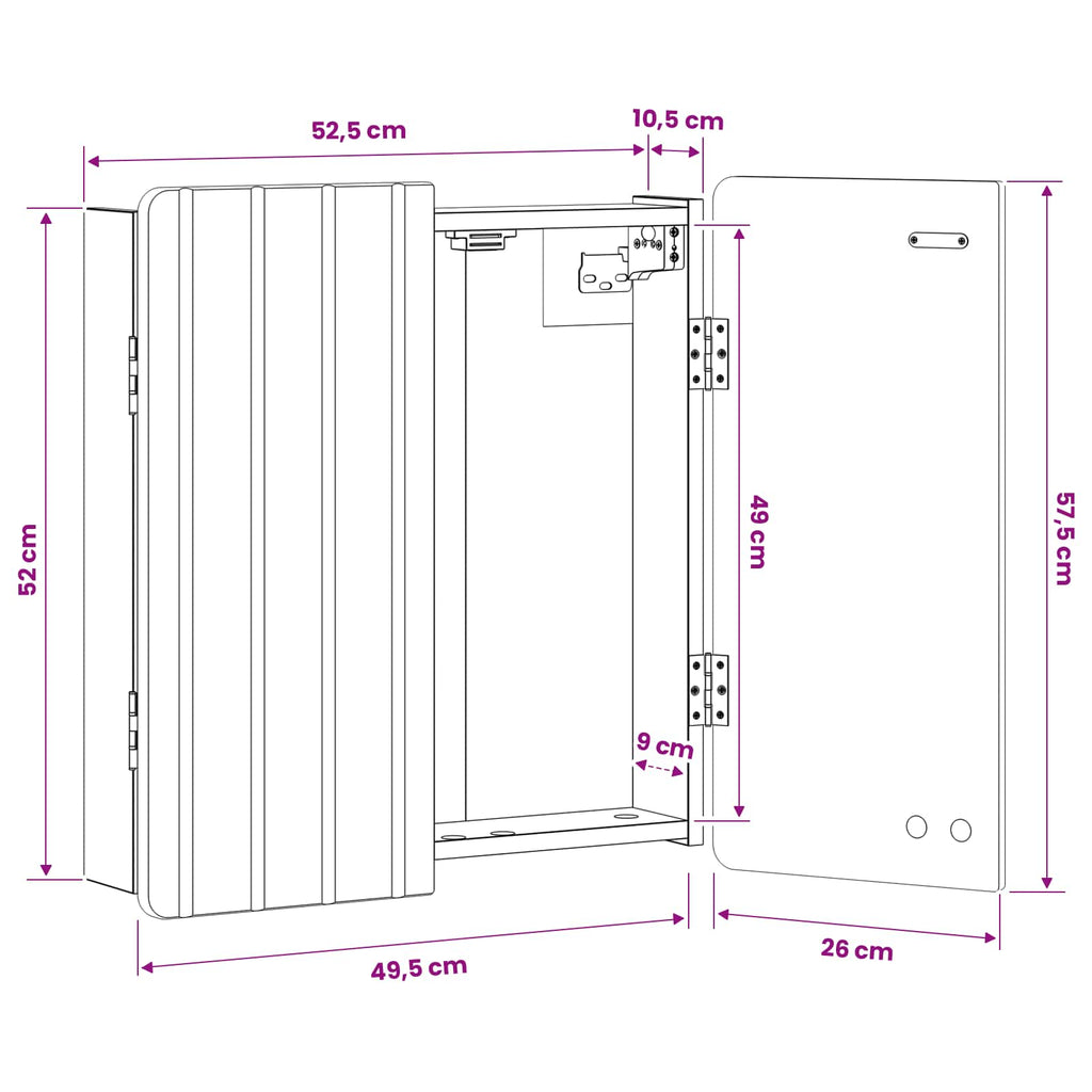 vidaXL Szafka na tarczę do rzutków ZWOLLE Czarny 52,5 x 10,5 x 57,5 cm