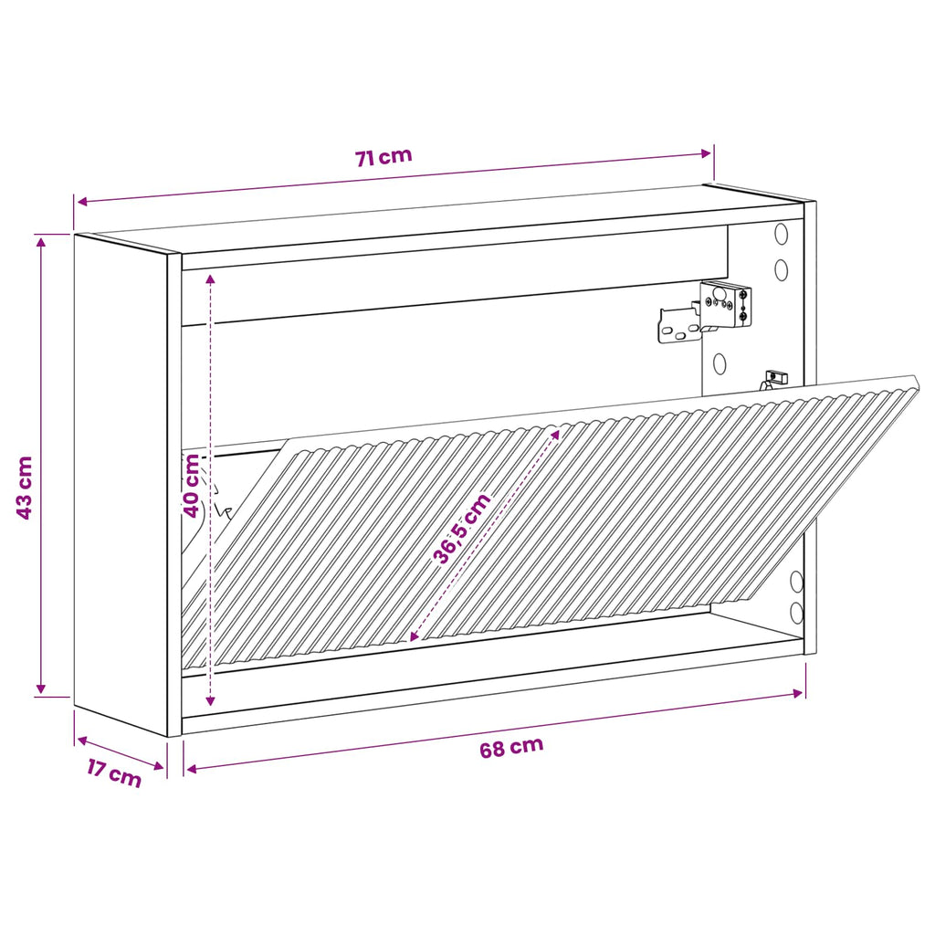 vidaXL Wisząca szafka na buty ARNHEM 71 x 17 x 43 cm Czarny