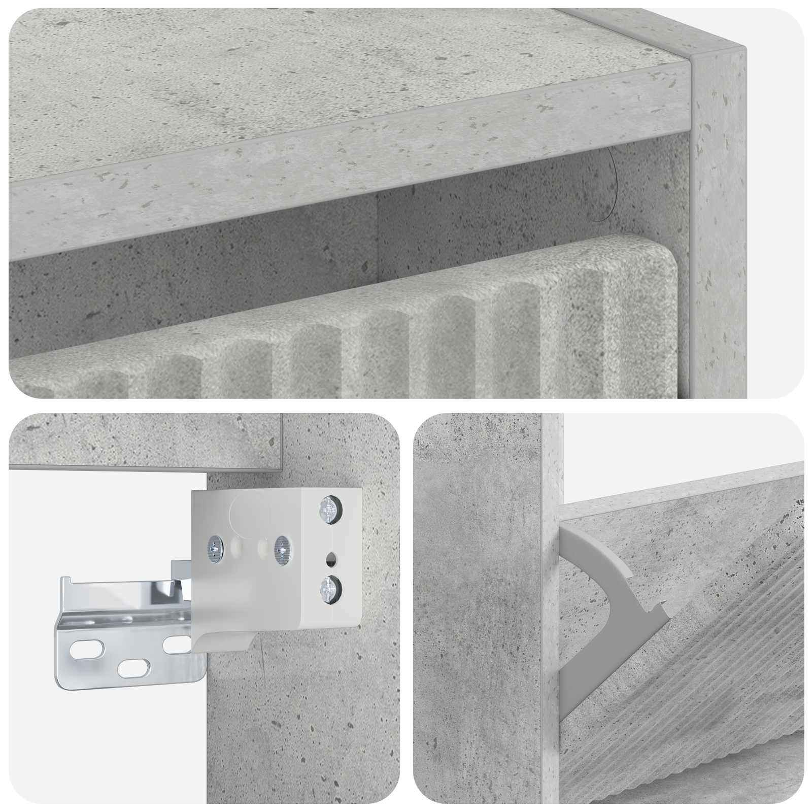 vidaXL Wisząca szafka na buty ARNHEM 71 x 17 x 43 cm Betonowy szary