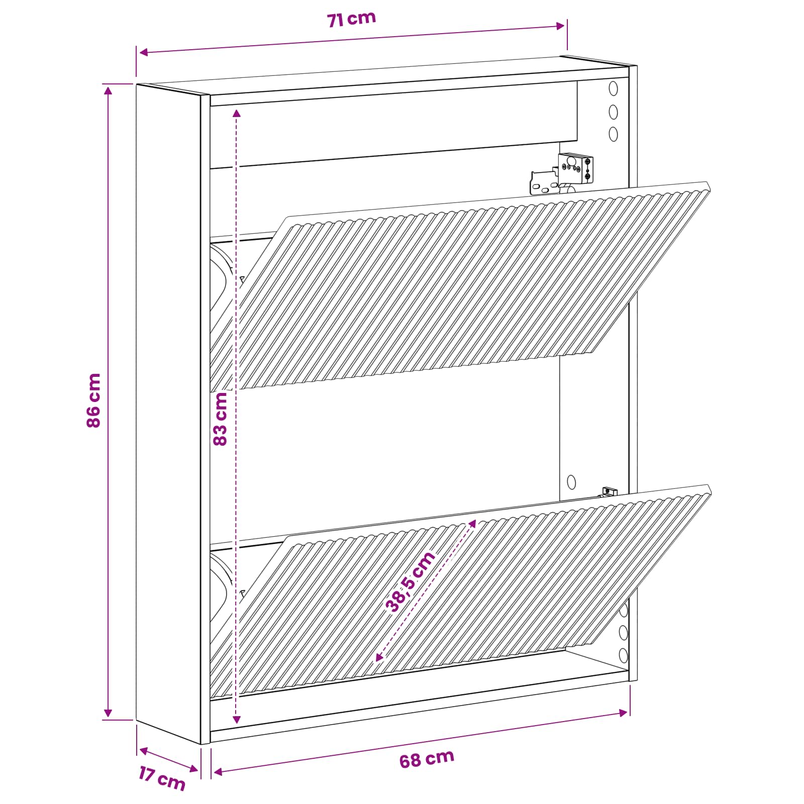 vidaXL Wisząca szafka na buty ARNHEM 71 x 17 x 86 cm Betonowy szary