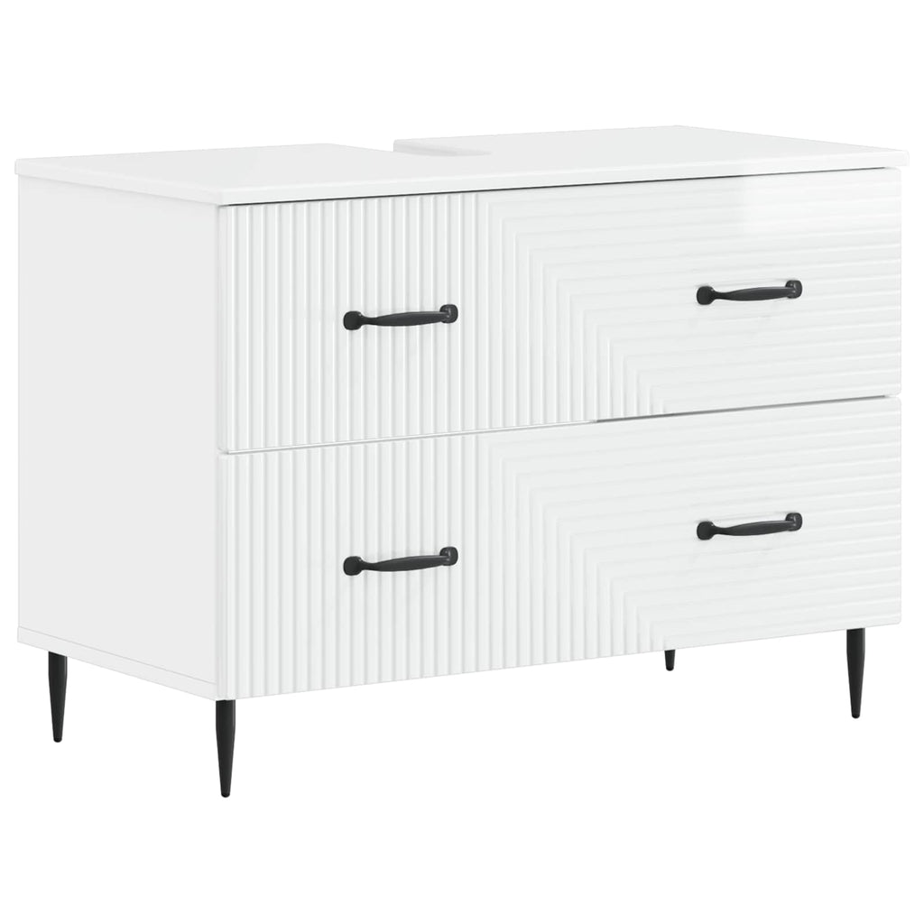 vidaXL Szafka pod umywalkę HAARLEM Biały wysoki połysk