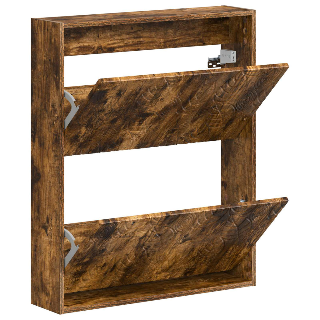 vidaXL Wisząca szafka na buty DELFT 71 x 17 x 86 cm Dąb wędzony