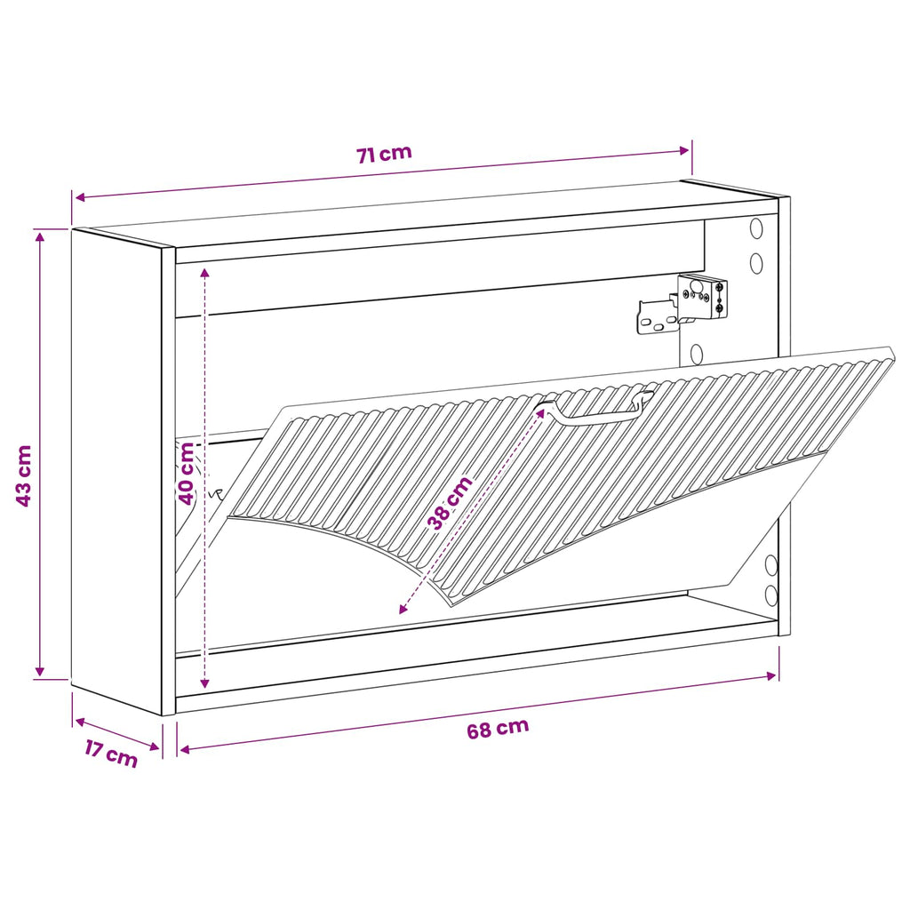 vidaXL Wisząca szafka na buty HOORN 71 x 17 x 43 cm