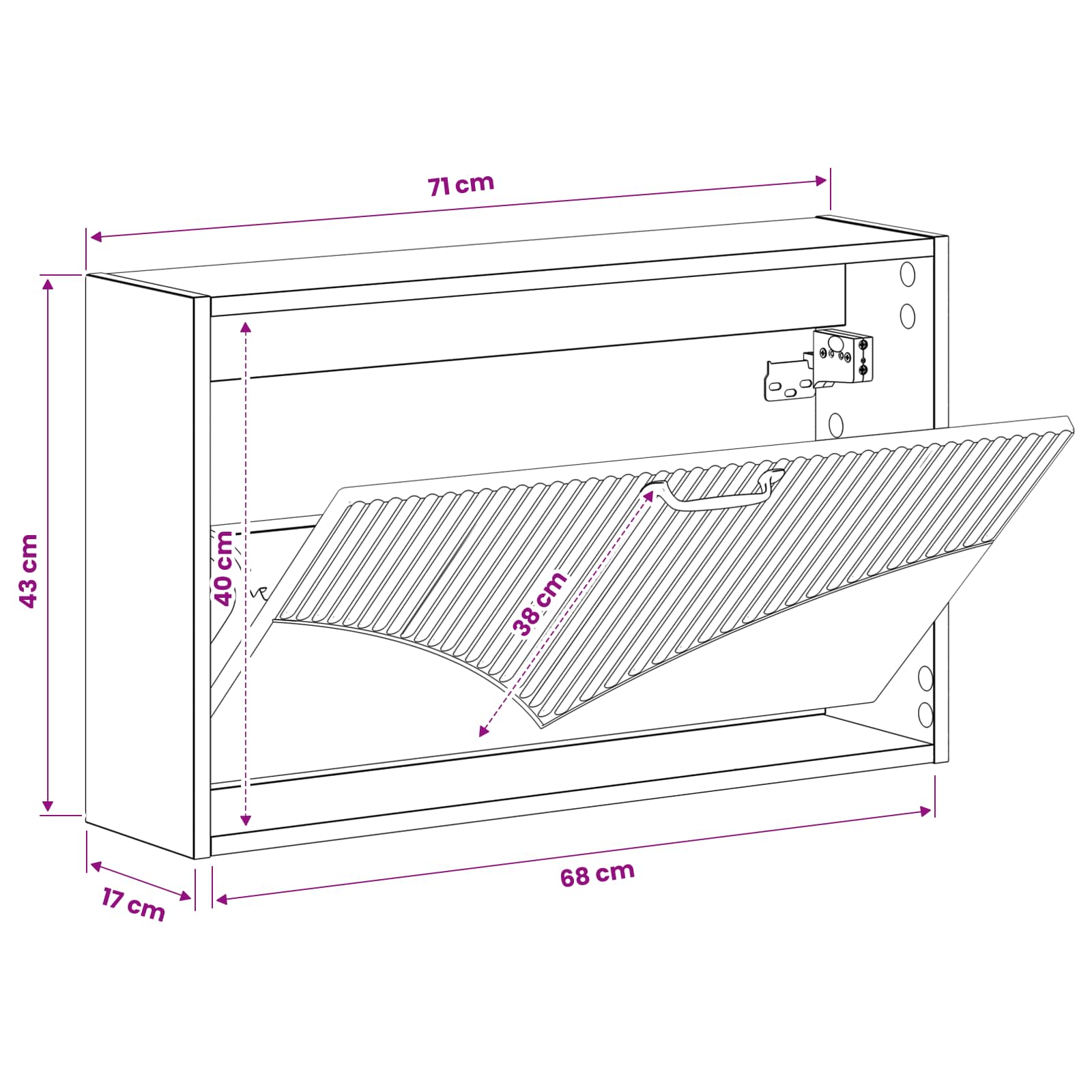 vidaXL Wisząca szafka na buty HOORN 71 x 17 x 43 cm