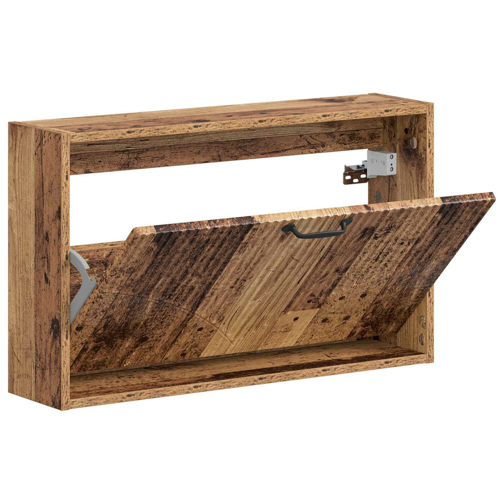 vidaXL Wisząca szafka na buty HOORN 71 x 17 x 43 cm Stare drewno