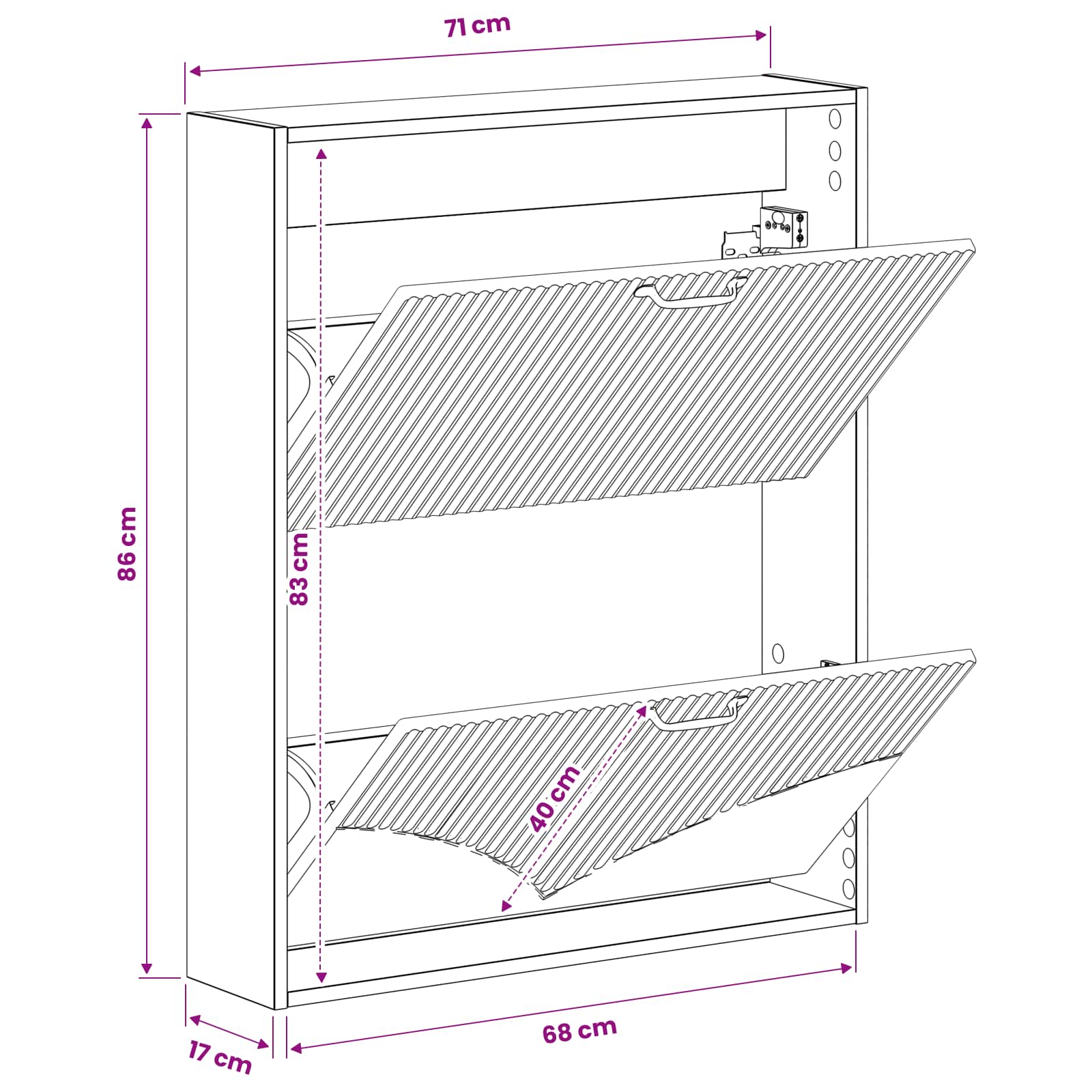 vidaXL Wisząca szafka na buty HOORN 71 x 17 x 86 cm dąb Sonoma