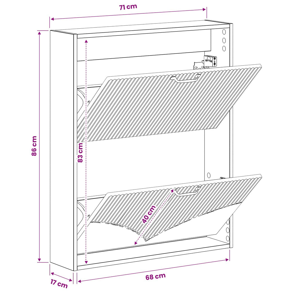 vidaXL Wisząca szafka na buty HOORN 71 x 17 x 86 cm