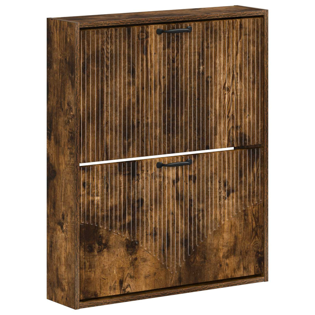 vidaXL Wisząca szafka na buty HOORN 71 x 17 x 86 cm Dąb wędzony