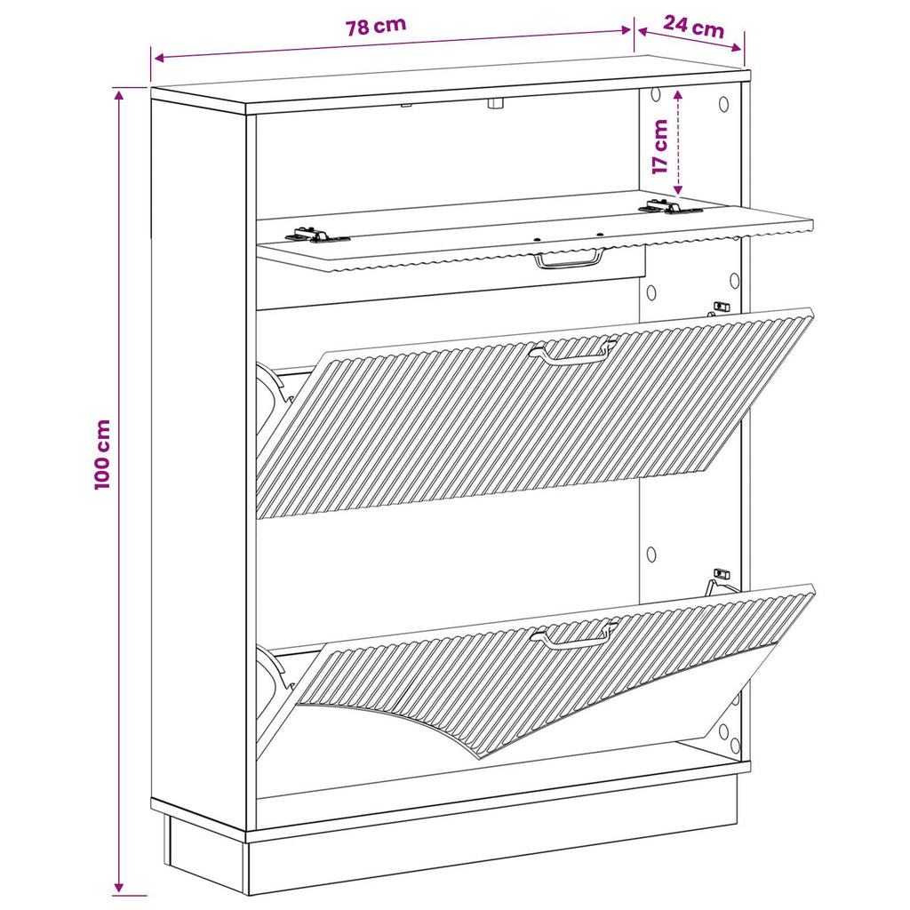 vidaXL Szafka na buty HOORN 78 x 24 x 100 cm Drewno inżynieryjne