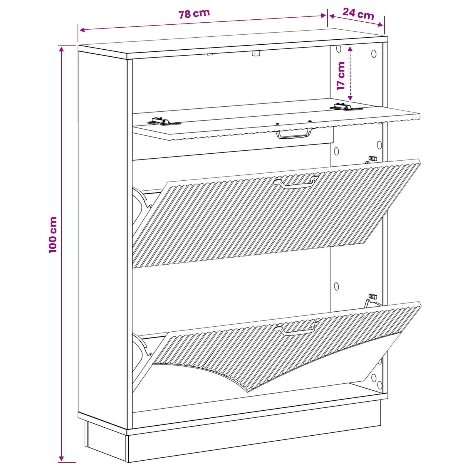 vidaXL Szafka na buty HOORN 78 x 24 x 100 cm Drewno inżynieryjne