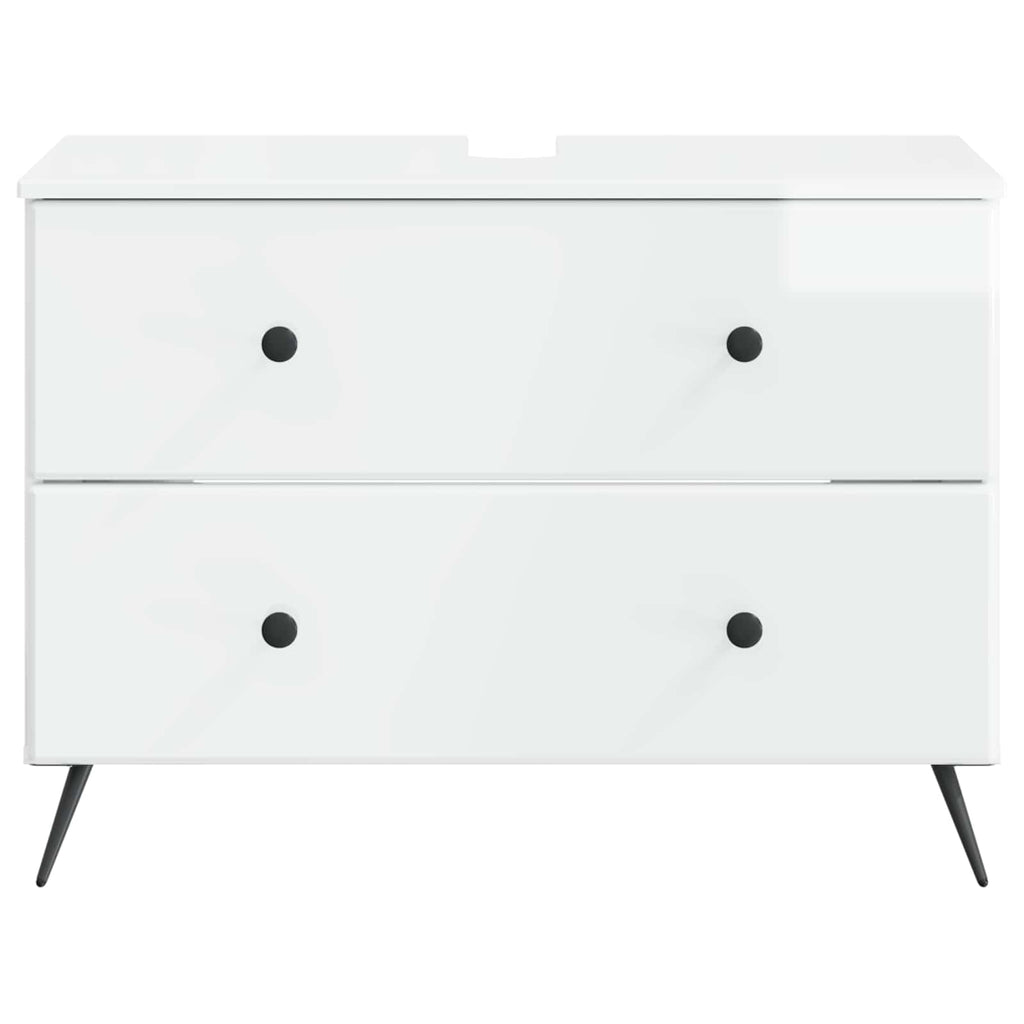 vidaXL Szafka pod umywalkę BREDA Biały wysoki połysk 82 x 41 x 59 cm