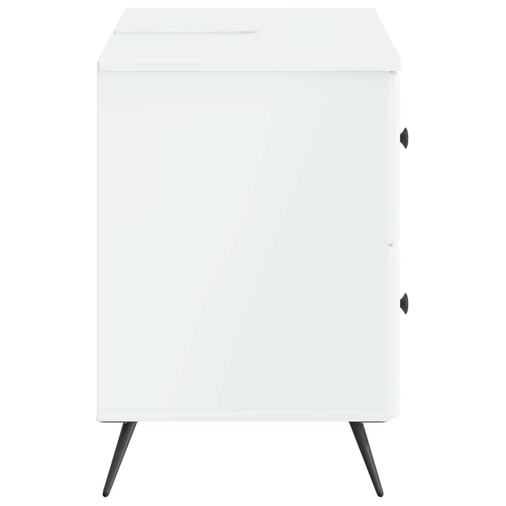 vidaXL Szafka pod umywalkę BREDA Biały wysoki połysk 82 x 41 x 59 cm