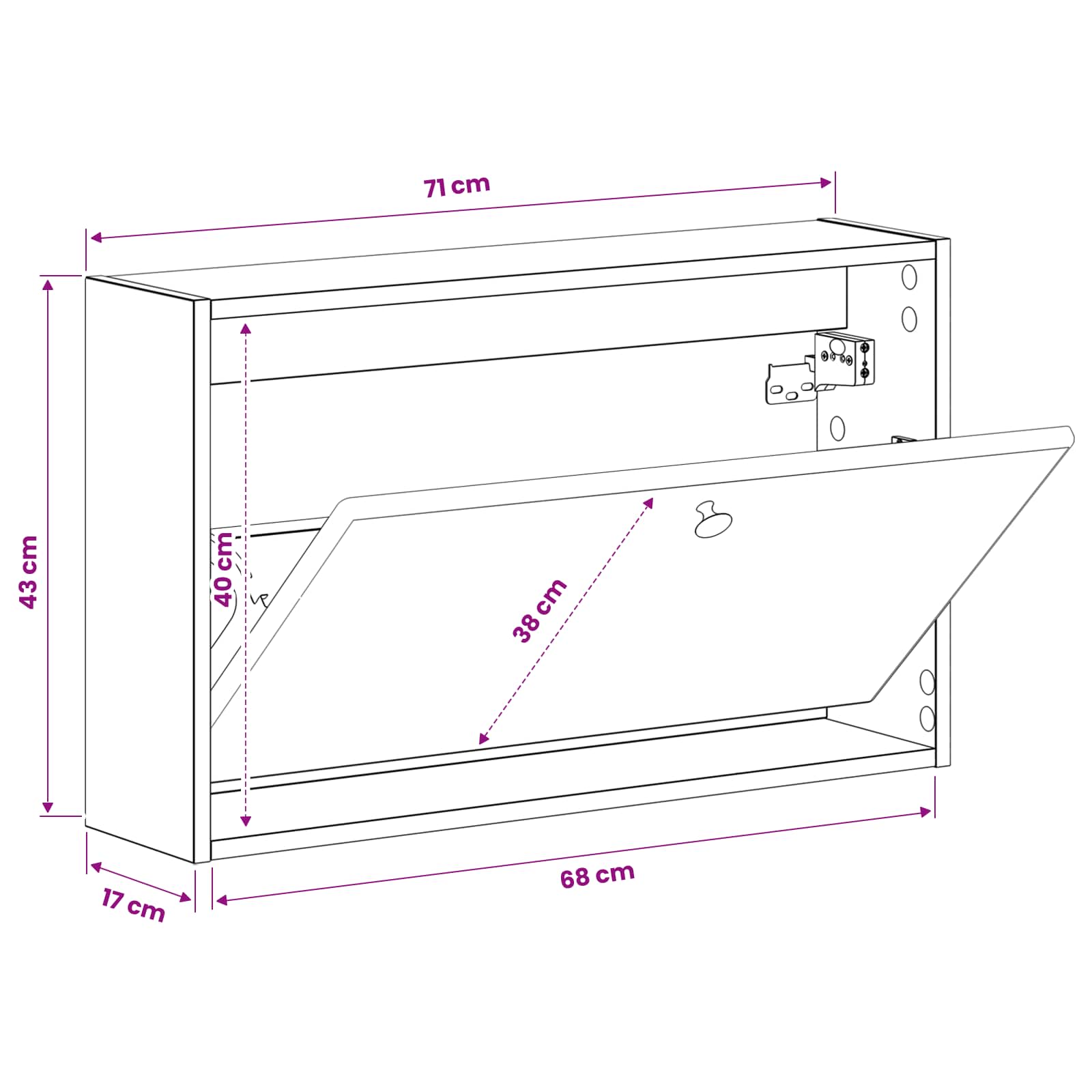 vidaXL Wisząca szafka na buty BREDA 71 x 17 x 43 cm Czarny
