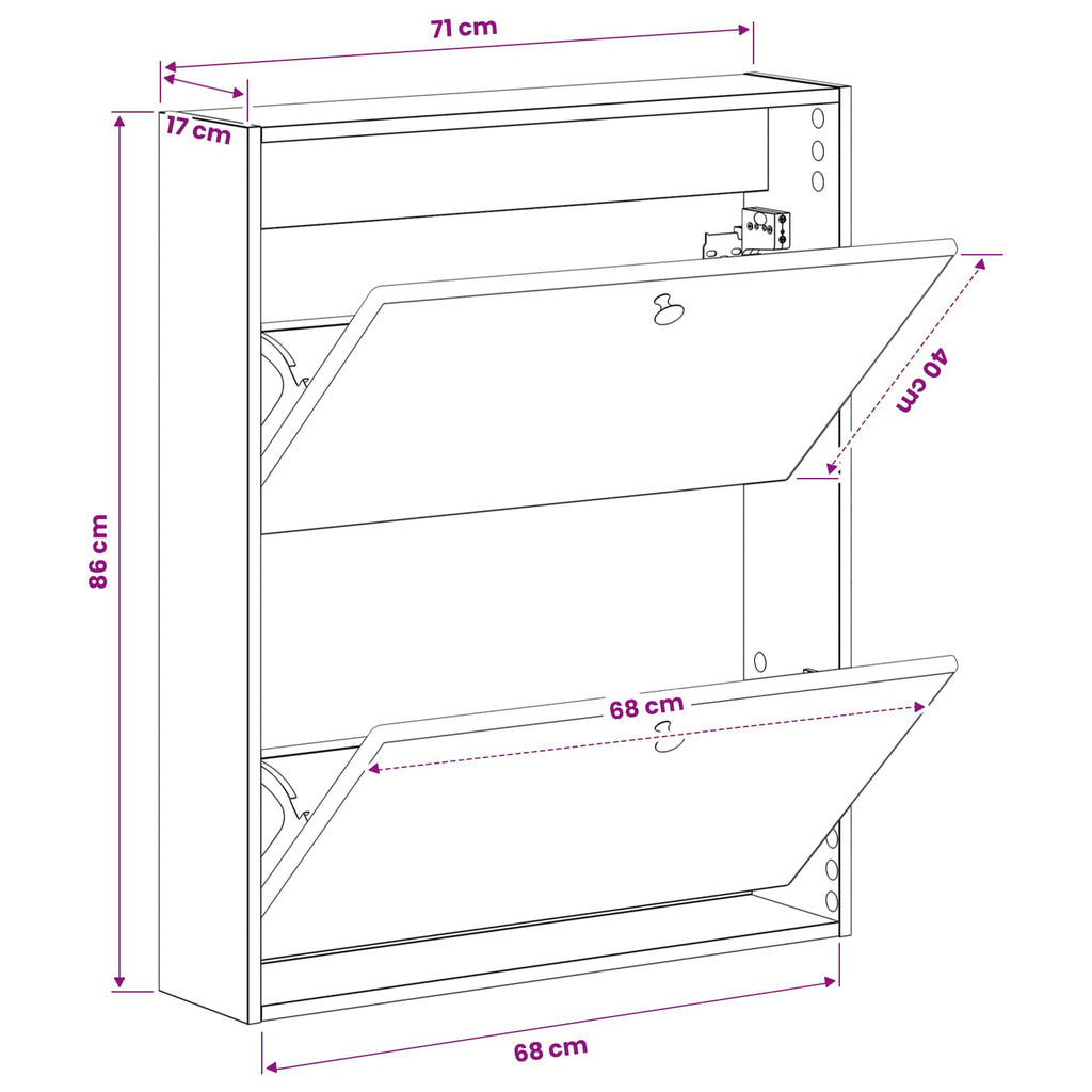 vidaXL Wisząca szafka na buty BREDA 71 x 17 x 86 cm Biały