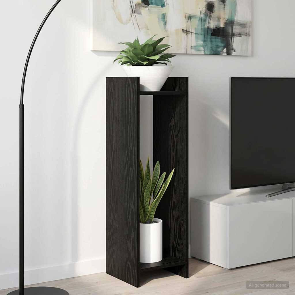 vidaXL Stojak na rośliny z półką Czarny Dąb 30 x 30 x 100 cm