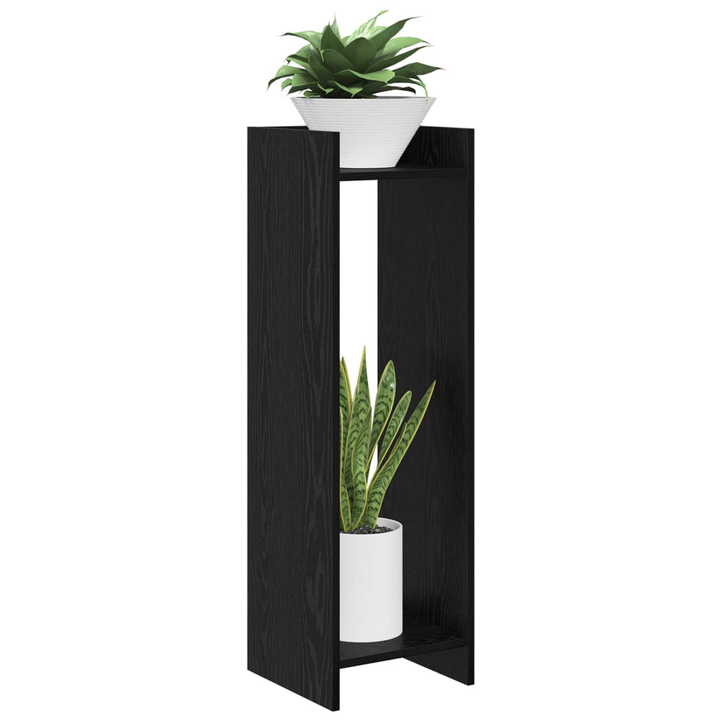 vidaXL Stojak na rośliny z półką Czarny Dąb 30 x 30 x 100 cm