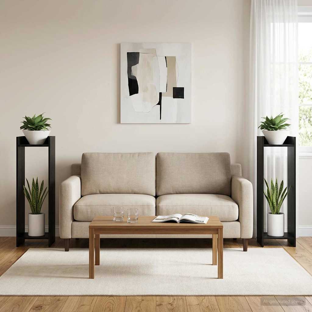 vidaXL Stojak na rośliny z półką 2 pcs Czarny Dąb 30 x 30 x 100 cm