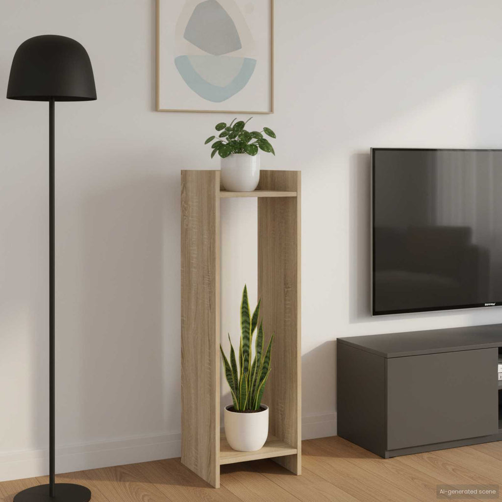 vidaXL Stojak na rośliny z półką Dąb Sonoma 30 x 30 x 100 cm
