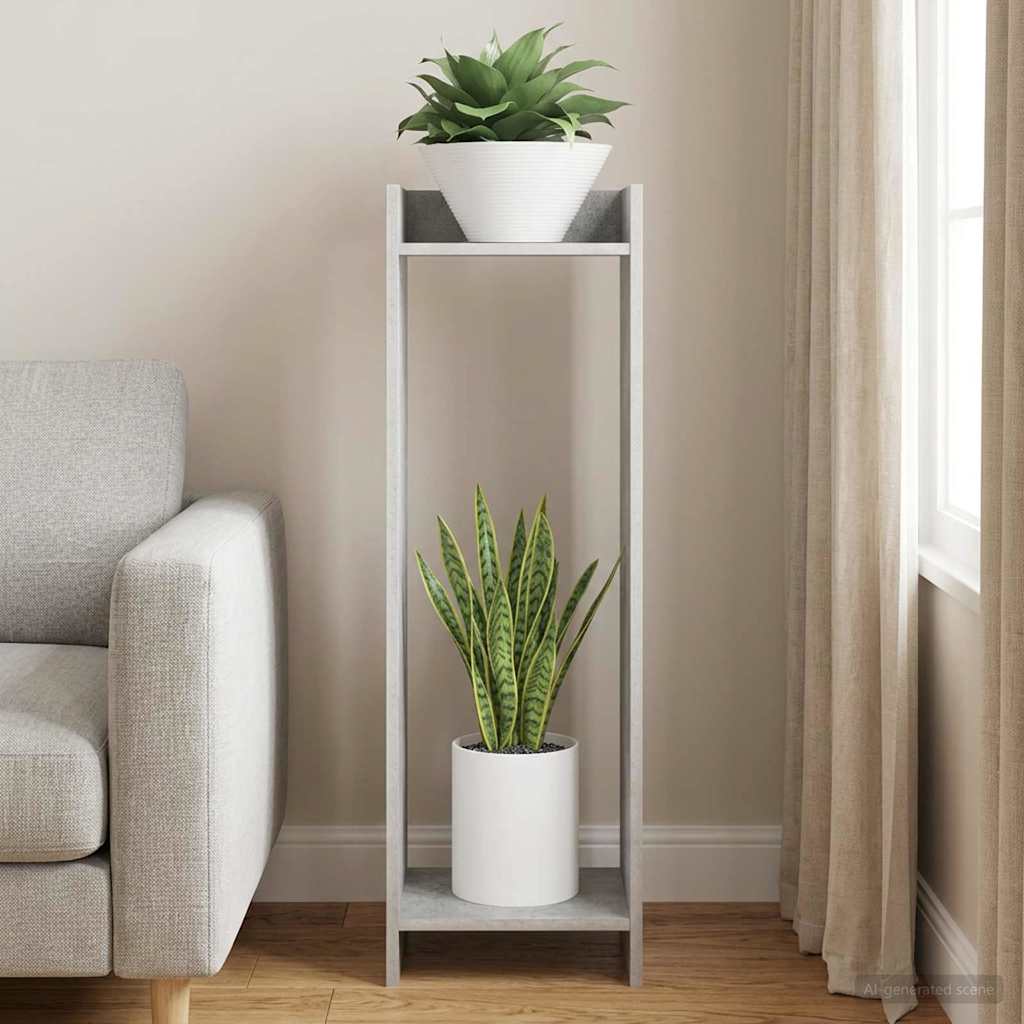 vidaXL Stojak na rośliny z półką Betonowy Szary 30 x 30 x 100 cm