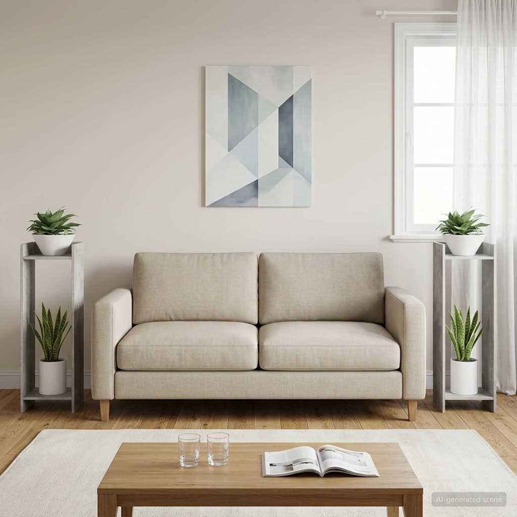 vidaXL Stojak na rośliny z półką 2 pcs Betonowy Szary 30 x 30 x 100 cm