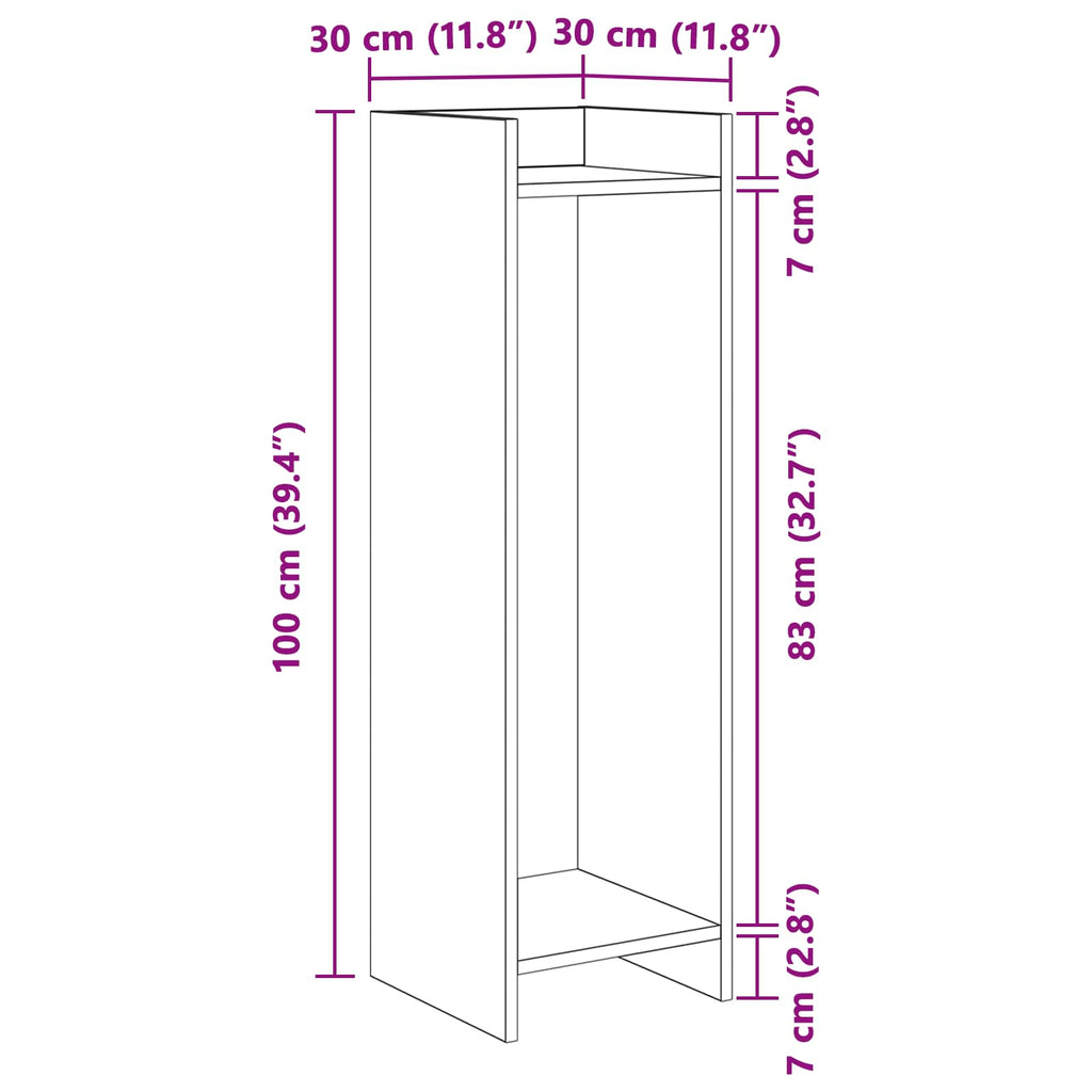 vidaXL Stojak na rośliny z półką 2 pcs Betonowy Szary 30 x 30 x 100 cm