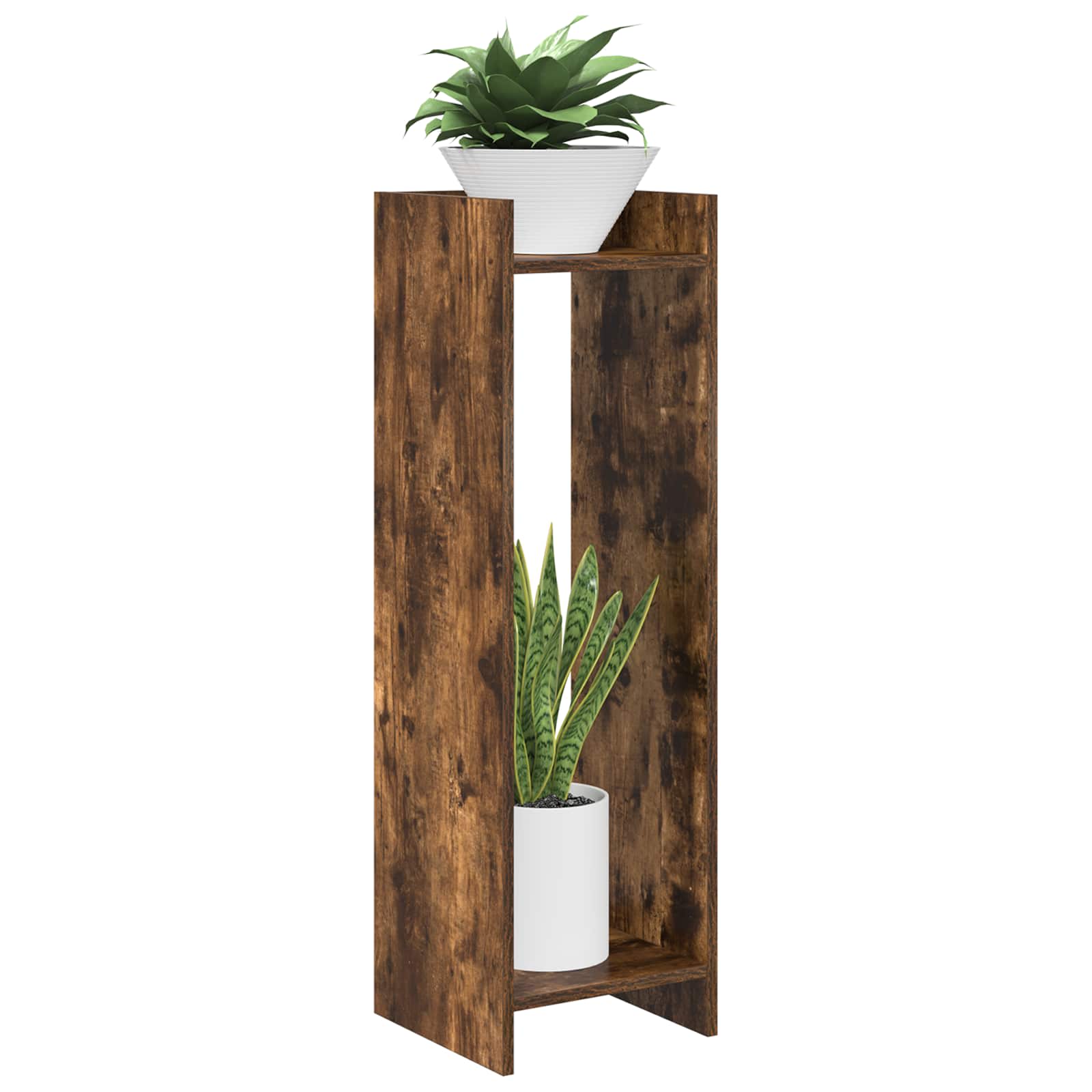 vidaXL Stojak na rośliny z półką Dąb Wędzony 30 x 30 x 100 cm