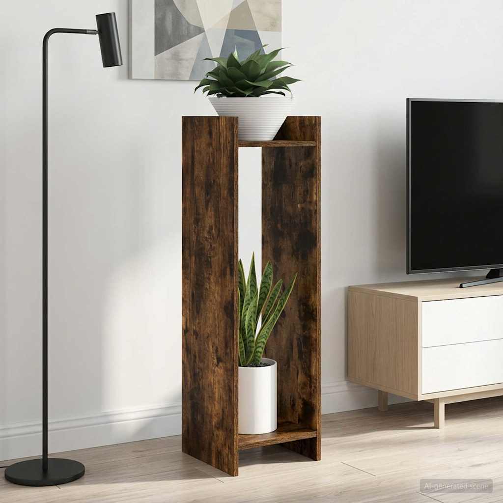 vidaXL Stojak na rośliny z półką 2 pcs Dąb Wędzony 30 x 30 x 100 cm